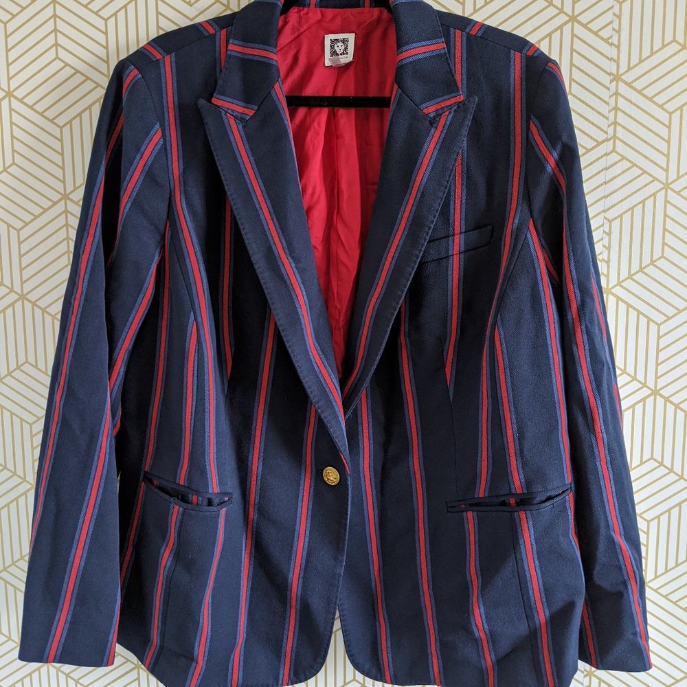 Blue and red striped blazer Anne Klein,18W